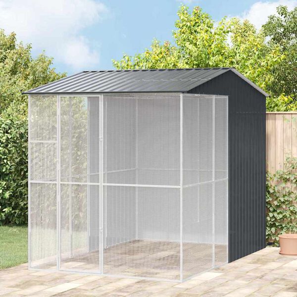 vidaXL Cage pour oiseaux Anthracite 215 x 310 x 247 cm Acier galvanis&eacute;