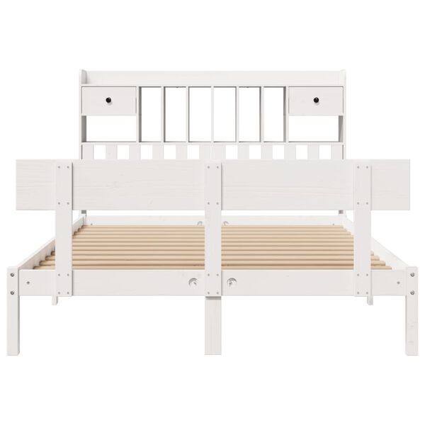 vidaXL Lit bibliothèque sans matelas blanc 140x200 cm bois pin massif