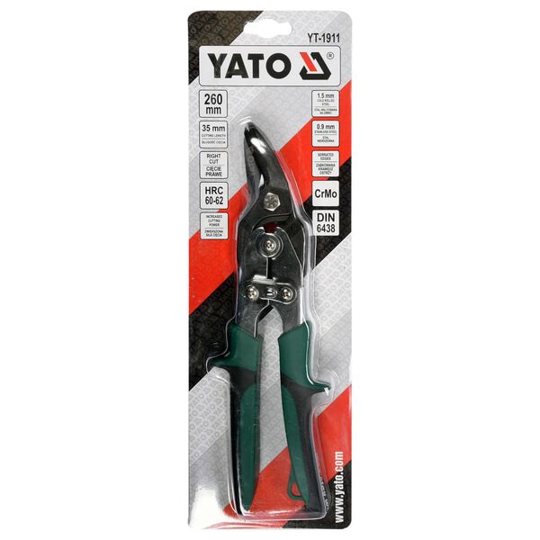 YATO Cisaille &agrave; &eacute;tain Droite 260 mm Vert