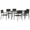 vidaXL Ensemble &agrave; manger de jardin 7 pcs Noir R&eacute;sine tress&eacute;e