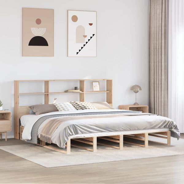 vidaXL Lit biblioth&egrave;que sans matelas 200x200 cm bois massif