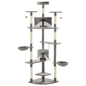 vidaXL Arbre &agrave; chat avec griffoirs en sisal 203 cm Gris et Blanc