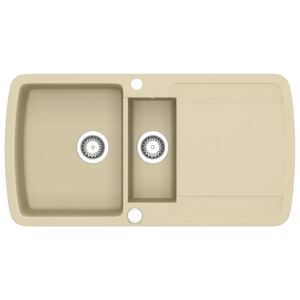 vidaXL &Eacute;vier de cuisine Granit Double lavabo Beige