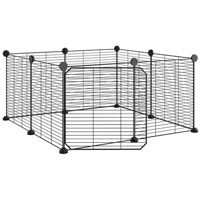 vidaXL Cage animaux de compagnie à 8 panneaux et porte Noir 35x35 cm