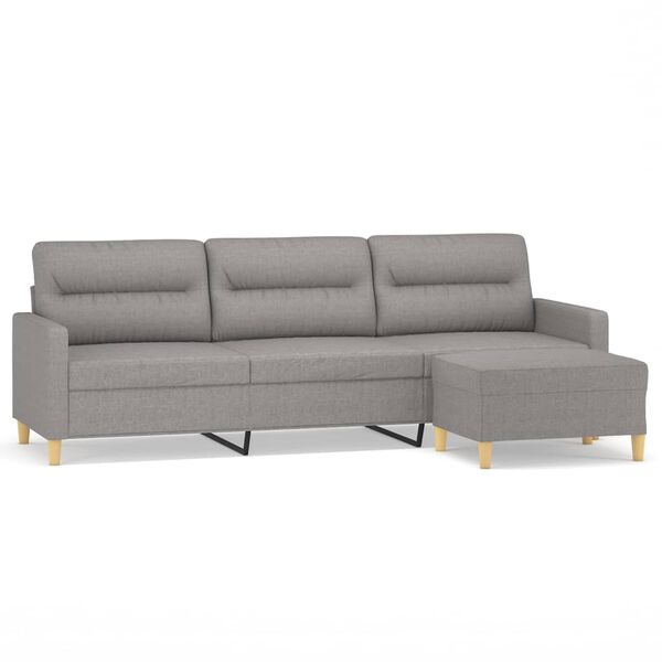 vidaXL Canap&eacute; &agrave; 3 places avec repose-pieds Gris clair 210 cm Tissu