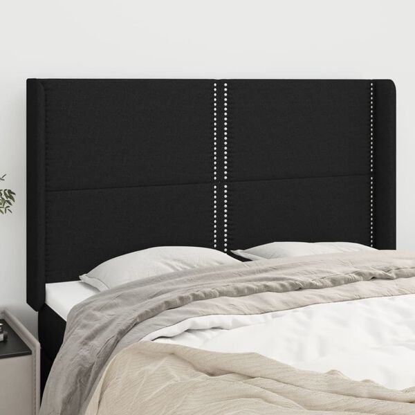 vidaXL T&ecirc;te de lit avec oreilles Noir 147x16x118/128 cm Tissu