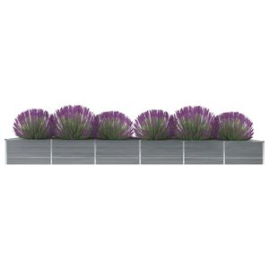 vidaXL Lit sur&eacute;lev&eacute; de jardin Acier galvanis&eacute; 480x80x45 cm Gris