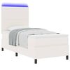 vidaXL Lit &agrave; ressort LED avec t&ecirc;te de lit Cr&egrave;me et Blanc 90 x 190 cm