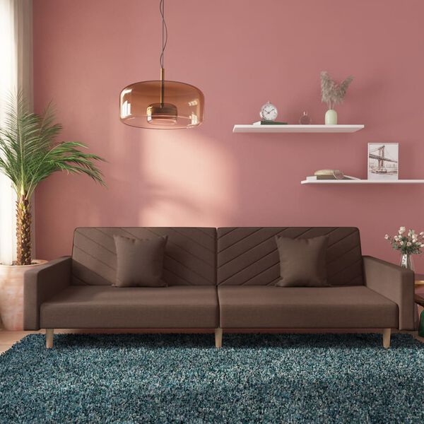 vidaXL Canap&eacute;-lit &agrave; 2 places avec deux oreillers taupe tissu