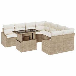 vidaXL Ensemble de canap&eacute; de jardin 9 pcs Beige et cr&egrave;me polyrotin