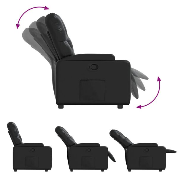 vidaXL Fauteuil inclinable Noir Similicuir