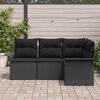 vidaXL Ensemble de canapé de jardin avec coussin 4 pcs Noir polyrotin