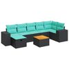 vidaXL Salon de jardin 8 pcs avec coussins noir r&eacute;sine tress&eacute;e