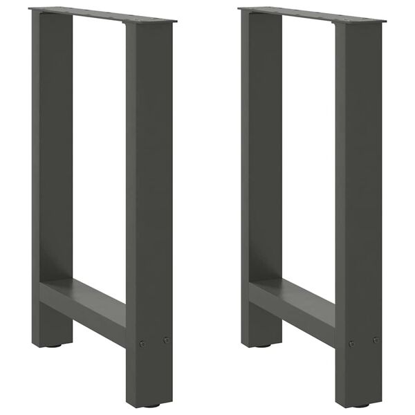 vidaXL Pieds de table &agrave; manger Anthracite 2 pi&egrave;ces 50 x (72-73) cm Acier