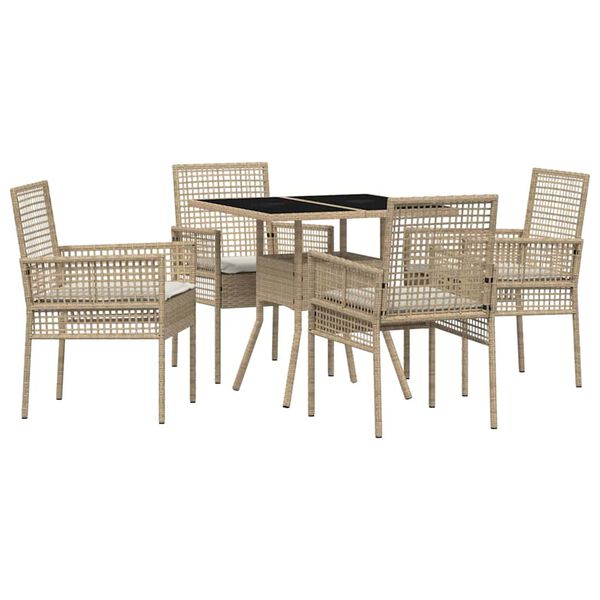 vidaXL Ensemble de salle &agrave; manger pour jardin 5 pcs Beige polyrotin