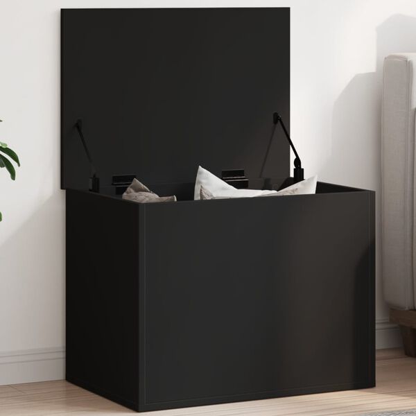 vidaXL Bo&icirc;te de rangement noir 60x42x46 cm bois d'ing&eacute;nierie