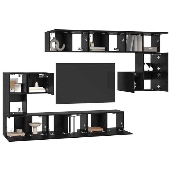vidaXL Ensemble meuble TV 10 pcs Ch&ecirc;ne noir Bois d'ing&eacute;nierie