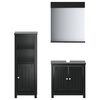 vidaXL Meubles de salle de bain 3 pcs BERG noir bois de pin massif