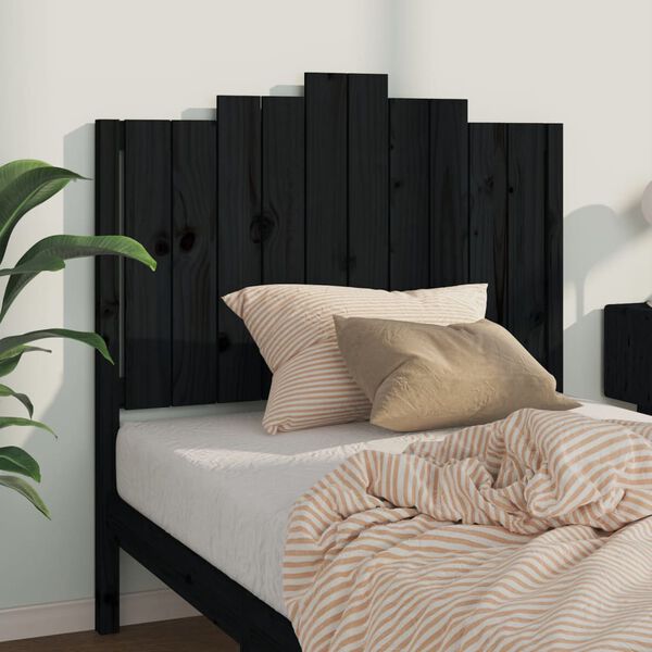 vidaXL T&ecirc;te de lit Noir 106x4x110 cm Bois massif de pin