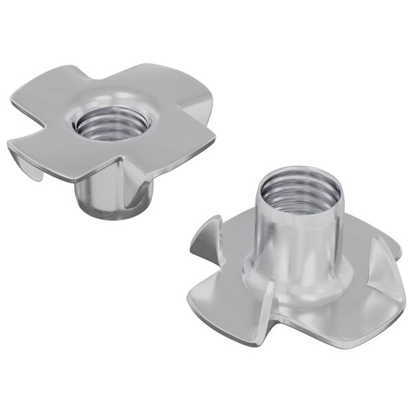 vidaXL Ecrou en T &agrave; dents 2 pcs Argent&eacute; M6 mm Acier