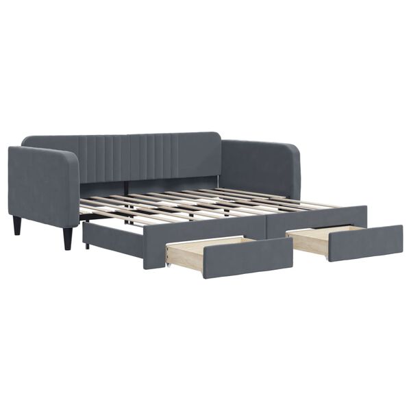 vidaXL Lit de jour avec gigogne et tiroirs sans matelas 90x190 cm