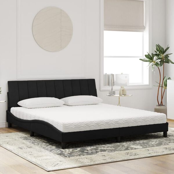 vidaXL Lit avec matelas Hanko noir 180x200 cm velours