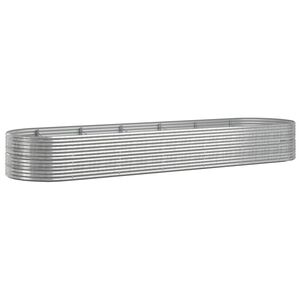 vidaXL Lit sur&eacute;lev&eacute; de jardin Acier enduit de poudre Argent&eacute;