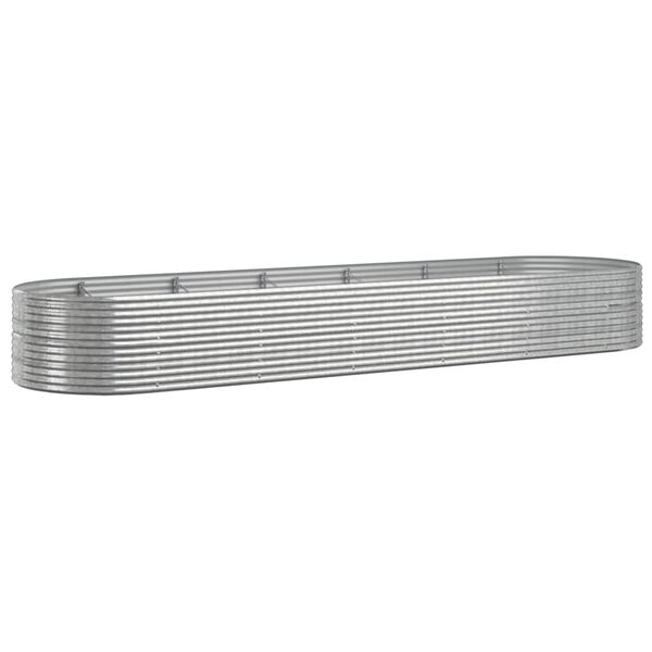 vidaXL Lit sur&eacute;lev&eacute; de jardin Acier enduit de poudre Argent&eacute;
