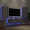 vidaXL Unit&eacute;s murales TV avec LED 4 pcs gris sonoma bois d'ing&eacute;nierie