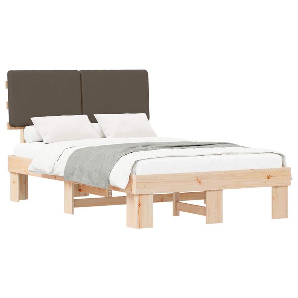 vidaXL Cadre de lit avec t&ecirc;te de lit rembourr&eacute;e Taupe 120 x 200 cm