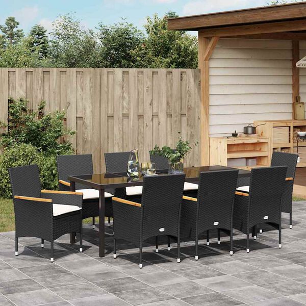 vidaXL Ensemble de salle &agrave; manger pour jardin 9 pcs Noir polyrotin