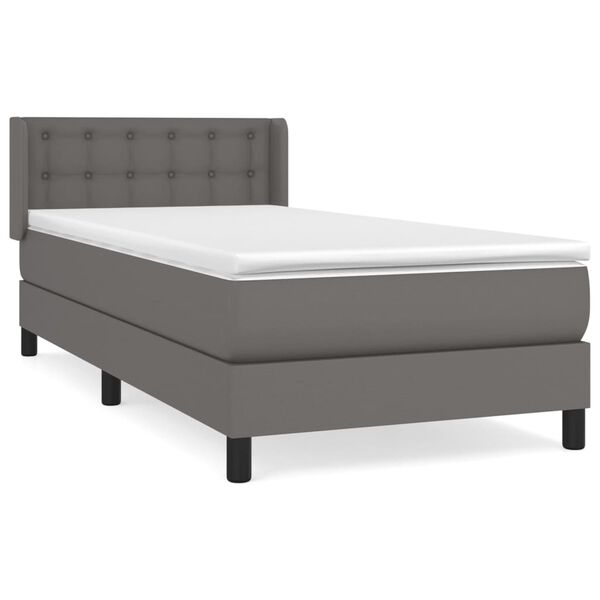 vidaXL Sommier &agrave; lattes de lit avec matelas Gris 90x200 cm Similicuir
