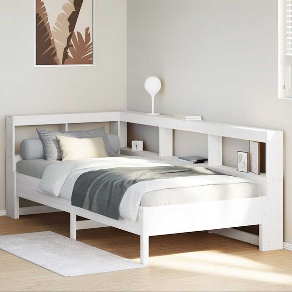 vidaXL Lit biblioth&egrave;que sans matelas blanc 90x190cm bois de pin massif