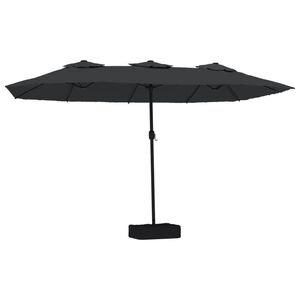 vidaXL Parasol de jardin &agrave; double t&ecirc;te avec LED noir 449x265 cm