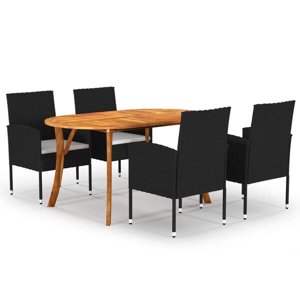 vidaXL Ensemble &agrave; manger de jardin 5 pcs Noir