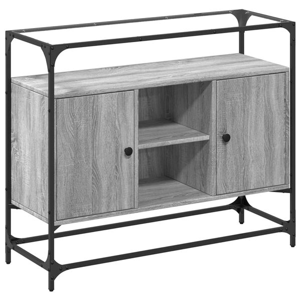 vidaXL Buffet avec dessus en verre sonoma gris bois d'ing&eacute;nierie