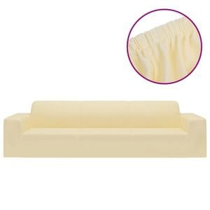 vidaXL Housse extensible de canap&eacute; 4 places Cr&egrave;me Jersey de polyester