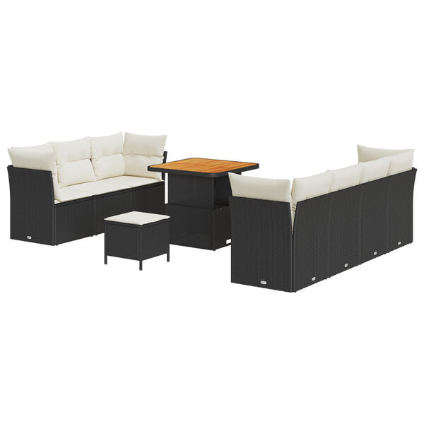 vidaXL Ensemble de canap&eacute; de jardin avec coussin 10 pcs Noir et cr&egrave;me