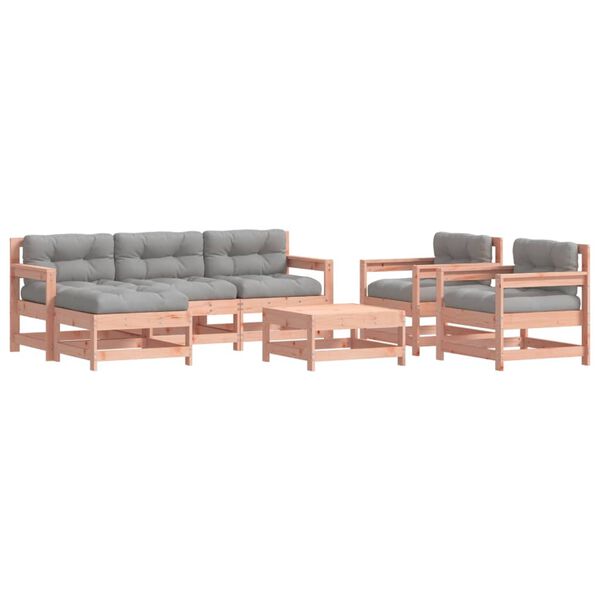 vidaXL Salon de jardin 7 pcs avec coussins bois massif douglas