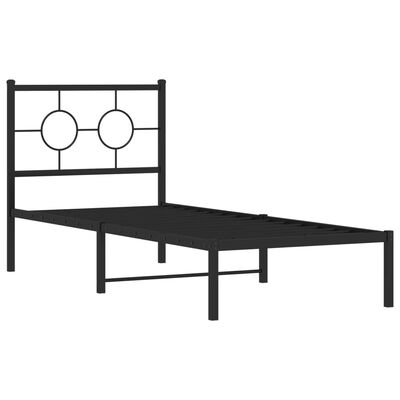 vidaXL Cadre de lit métal sans matelas avec tête de lit noir 75x190 cm