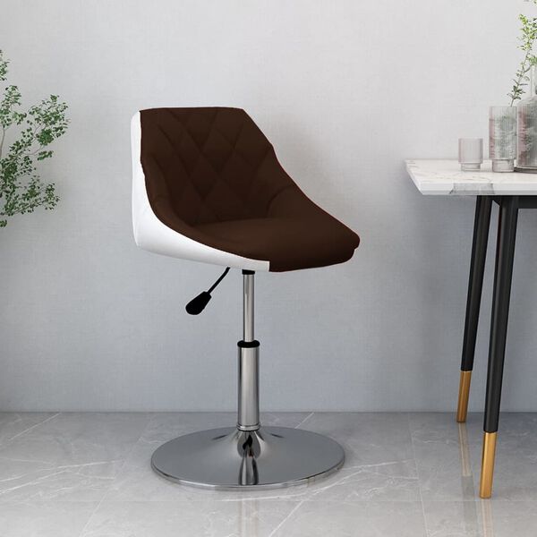 vidaXL Tabouret de bar Marron et blanc Similicuir