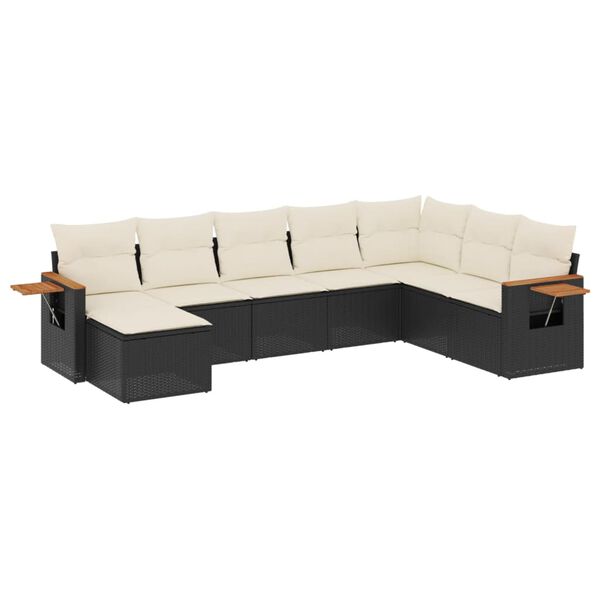 vidaXL Salon de jardin 8 pcs avec coussins noir r&eacute;sine tress&eacute;e