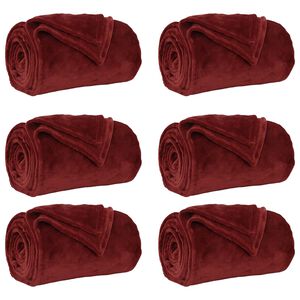 vidaXL Couvertures &agrave; jeter 6 pc Bordeaux 150 x 200 cm 4.68 kg Polaire