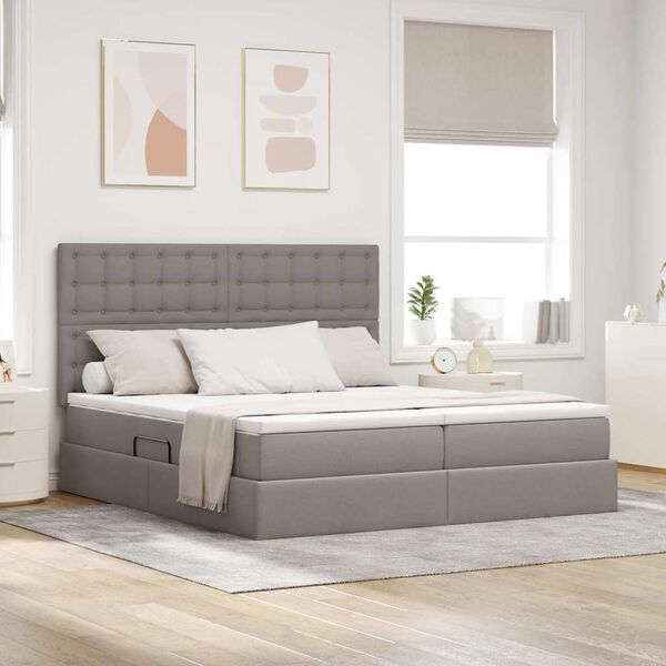 vidaXL Lit avec des lumi&egrave;res &agrave; LED Taupe 180 x 200 cm tissu