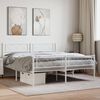 vidaXL Cadre de lit m&eacute;tal sans matelas et pied de lit blanc 140x190 cm