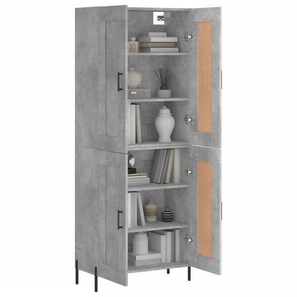 vidaXL Buffet haut Gris b&eacute;ton 69,5x34x180 cm Bois d'ing&eacute;nierie