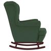 vidaXL Fauteuil à bascule à oreilles en velours vert foncé bois massif