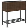 vidaXL Jardini&egrave;re avec &eacute;tag&egrave;re marron r&eacute;sine tress&eacute;e