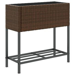 vidaXL Jardini&egrave;re avec &eacute;tag&egrave;re marron r&eacute;sine tress&eacute;e