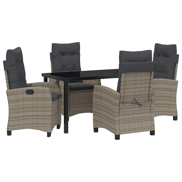 vidaXL Ensemble de salle &agrave; manger pour jardin 5 pcs Gris polyrotin